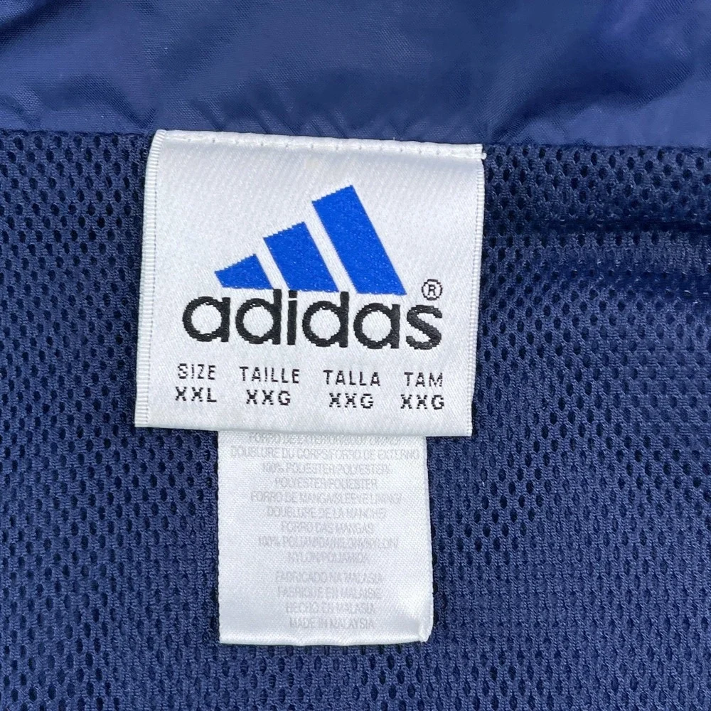 Vintage Adidas Track Jacket Mens 2XL XXL‎ Blue Mesh Lined Windbreaker Vented Y2K